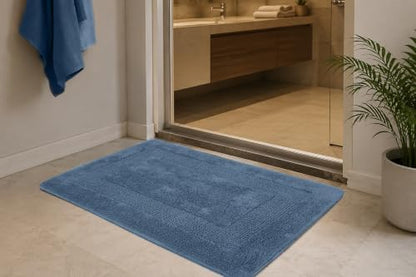 COTTON CRAFT Bath Rugs - 2 Pack Large 20x30 Plush Bath Mats - Azure Blue