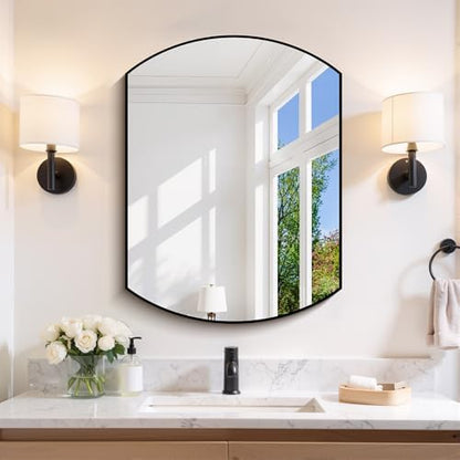 COFENY Bathroom Mirror, 18x24 Inch Black Oval Wall Mounted Mirror with Thin Metal Frame, Modern Bathroom Vanity Mirrors for Over Sink, Entryway, Living Room, Bedroom