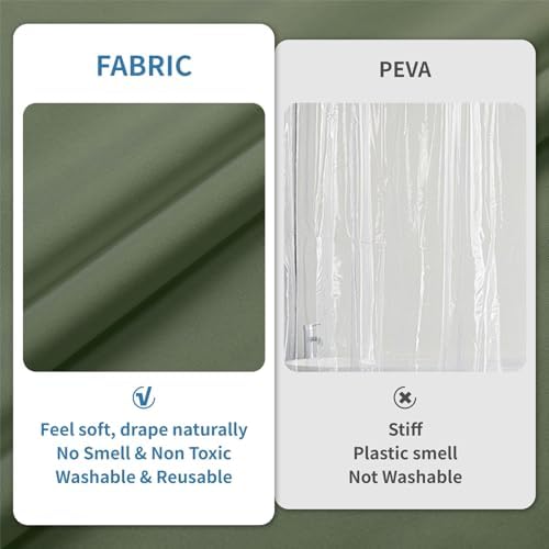 1 Pack Water-Repellent Fabric Shower Curtain Liner, 72x72 SageGreen