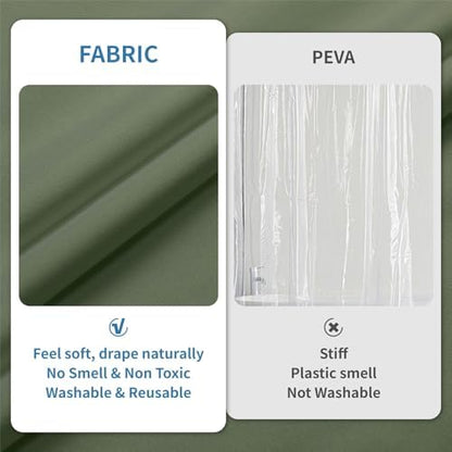1 Pack Water-Repellent Fabric Shower Curtain Liner, 72x72 SageGreen