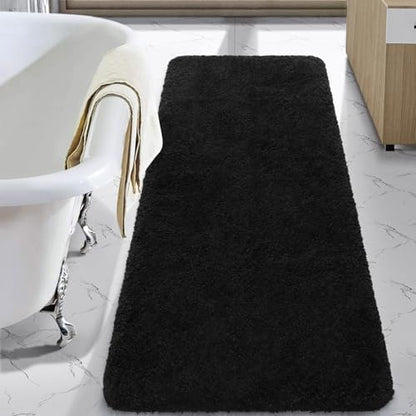 LOCHAS Bathroom Rug Runner 24x60 Inch, Bath Rugs Non Slip, Black
