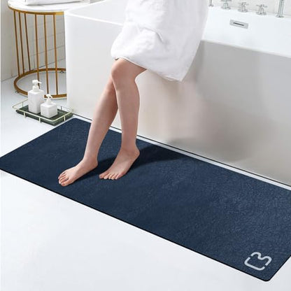 Extra Long Bathroom Runner Large Stone Bath Mats for Bathroom,17"x59"Navy