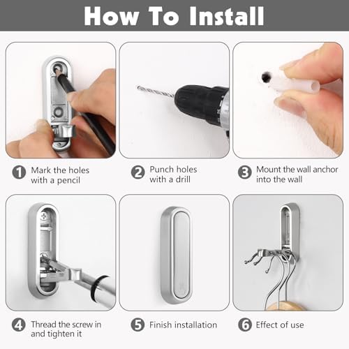 Foldable Wall Hook, Silver, 4 Pack, Screw Mounted, Heavy Duty Coat Hooks