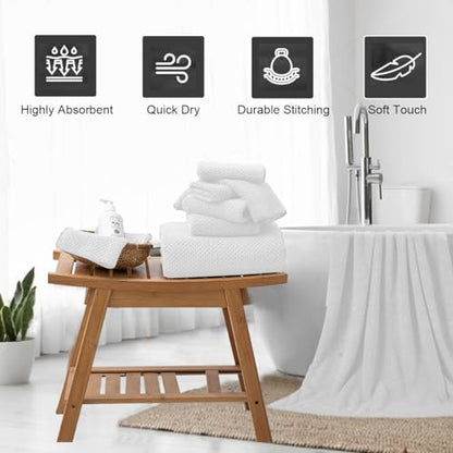Hand Towels Set 2 Pack-16“x31”,Ultra Soft Microfibers Bathroom Towel Set Highly Absorbent Quick Dry Luxury Premium Towel Lightweight Durable Hand Towel Collection for Hotel Spa Gym Kitchen,White