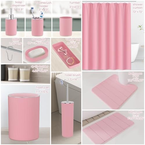 Light Pink Bathroom Accessories Set - 25PC Bath Accessory Set