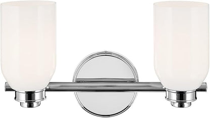 Kichler Shae 15" 2-Light Vanity Light with White Opal Glass in Chrome, for Bathroom Vanity, Powder Room, Over a Mirror, (15" W x 9" H), 55201CH