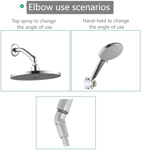 Shower Head Adapter,Solid Brass 135 Degree Shower Elbow Adapter,G1/2" Showers Head Extension Arm Connector (Chrome) (unspinable)