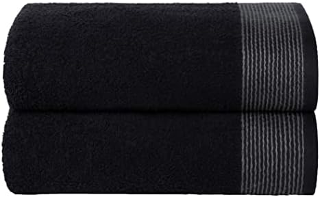 BELIZZI HOME Ultra Soft 2 Pack Oversized Bath Towel Set, 28x55 inches, 100% Cotton, Large, Absorbent, Quick Dry, Lightweight, Ideal for Gym, Travel, Camp, Pool - Black