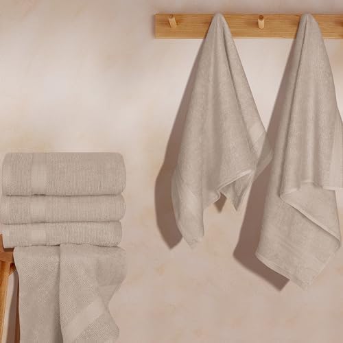 GLAMBURG Ultra Soft 6-Piece Hand Towel Set 16x28-100% Ringspun Cotton - Durable & Highly Absorbent Hand Towels - Ideal for use in Bathroom, Kitchen, Gym, Spa & General Cleaning - Tan