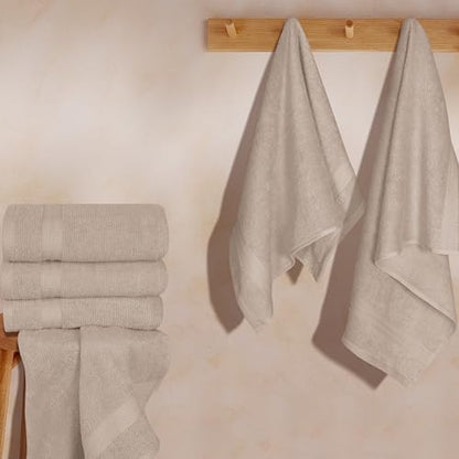 GLAMBURG Ultra Soft 6-Piece Hand Towel Set 16x28-100% Ringspun Cotton - Durable & Highly Absorbent Hand Towels - Ideal for use in Bathroom, Kitchen, Gym, Spa & General Cleaning - Tan