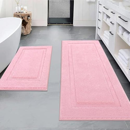 SHACOS Soft Microfiber Bathroom Rugs Set of 2 Pieces, Pink
