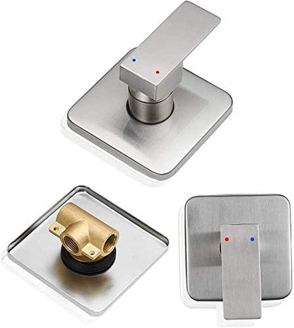 Shower Faucet Brushed Nickel Rain Shower Head Shower Faucets Sets Complete Bathroom Rainfall Shower System, Single Function Shower Trim Kit with Rough-in Valve