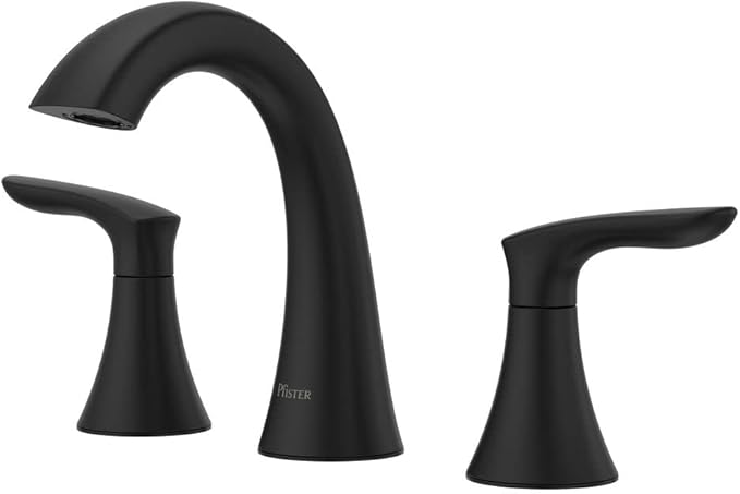 Pfister Weller Bathroom Sink Faucet, 8-Inch Widespread, 2-Handle, 3-Hole, Matte Black Finish, LG49WR0B