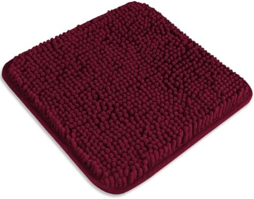 Small Bathroom Rug 12"x12" – Washable and Absorbent Mini Bath Mat, Non Slip, Thick Soft Chenille Bath Rugs for Bathroom, Shower, Locker Rug(Vivid Burgundy)