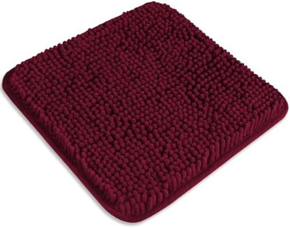 Small Bathroom Rug 12"x12" – Washable and Absorbent Mini Bath Mat, Non Slip, Thick Soft Chenille Bath Rugs for Bathroom, Shower, Locker Rug(Vivid Burgundy)