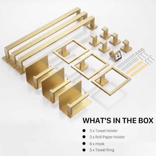 15-Piece 23.6 Inch Brushed Gold Bathroom Hardware Accessories Set