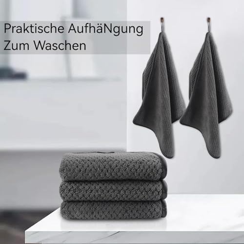 KinHwa Gray Hand Towels for Bathroom, Microfiber Face Towels, 11x20 Inch