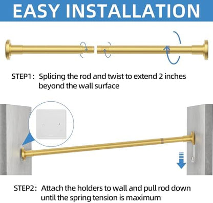 CorkLatta Gold Adjustable Shower Curtain Rod 32 to 92 inch with 2 Holders