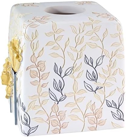 Avanti Linens - Tissue Box Cover, Guest Bathroom Essentials, Countertop Accessories, Floral Home Decor (Marielle Collection)
