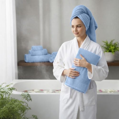 Light Blue Bath Towels for Bathroom – 100% Cotton, Thick, Soft, Luxury Bath Towels Set with 2 Extra Large Bath, 2 Hand, and 4 Washcloths – Plush, Absorbent, and Hotel-Quality Towels for Bathroom & Spa