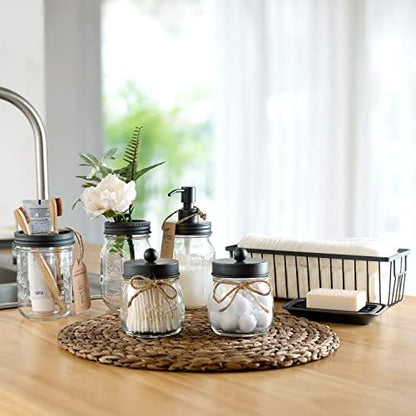 SheeChung Mason Jar Bathroom Accessories Set, 6Pcs Rustic Bathroom Set,Grey
