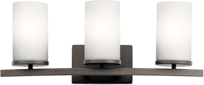 KICHLER Crosby 23" 3 Light Vanity Light Satin Etched Cased Opal Olde Bronze®,White