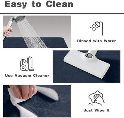 TYUU Thin Bath Mat, Bathroom Rugs Non Slip Washable, 20x48 Navy Blue