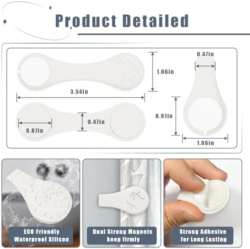 Magnetic Silicone Shower Curtain Clips for Liner 6 Packs (White)