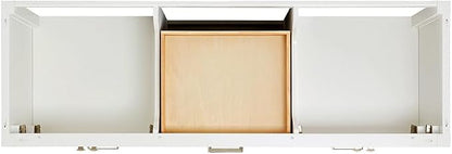 Beckford 66" White Double Bathroom Vanity with Sink, 1.5" Edge Italian Carrara Marble Countertop, 2 Rectangular Undermount Sinks, 4 Soft Closing Doors, 6 Dovetail Drawers, Brushed Nickel