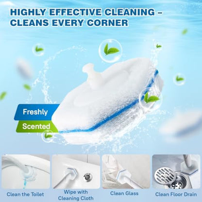 60 Count Toilet Wand Refills For Clorox Toilet Wand, High-Density Disposable Toilets Brush Scrubber,Fresh Fragrance，5X Cleaning Power bathroom cleaning
