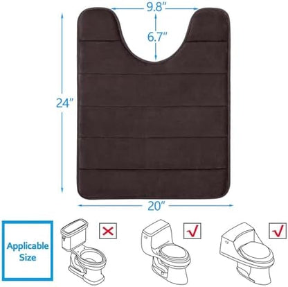 Buganda Memory Foam U-Shaped Toilet Rugs 24 x 20, Absorbent Bathroom mat