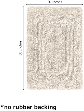 COTTON CRAFT 2 Pack Reversible Bath Mat - Soft Plush Bath Rug -20x30- Linen