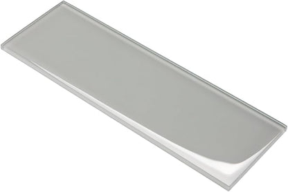 Warm Grey Glass Subway Tile, Glass for Bathroom Kitchen Shower Backsplash Wall, 4 x 12 Inches, 4 Sq.Ft.