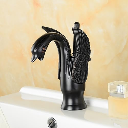 Vintage Retro Brass Bathroom Faucet Antique Black Hot & Cold Water Sink Mixer Tap Short Design for Classic Style Ideal for Home Renovation & Modern Bathrooms