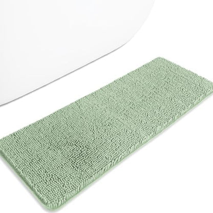 Bathroom Runner Rug 47 x 17 Inch – Long Bath Mat | Absorbent and Washable Thick Chenille Bath Rug Non-Slip Runner Rug for Bathroom, Shower, Sink(Sea Foam)