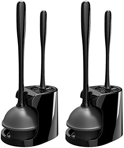 MR.SIGA Toilet Plunger and Brush Combo for Toilet Cleaning, Black, 2 Set (Pack of 6)