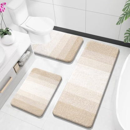 OLANLY Microfiber Bathroom Rugs Sets 3 Piece, 47"x20"+24"x16"+24"x20"