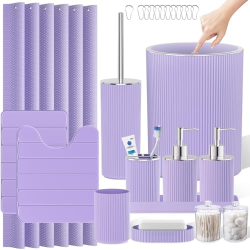 Purple Bathroom Accessories Set - Shower Curtain Sets
