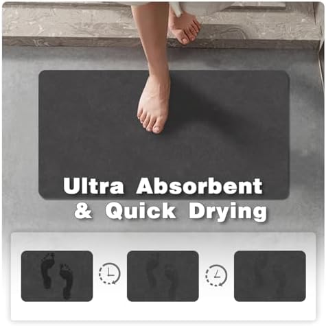 TYUU Thin Bath Mat, Bathroom Rugs Non Slip Washable, 24x48 Black