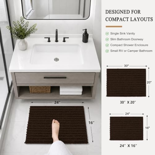 Arotive Bathroom Rugs Mat 24x16, Soft Absorbent Chenille Shaggy Bath Mat