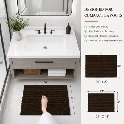 Arotive Bathroom Rugs Mat 24x16, Soft Absorbent Chenille Shaggy Bath Mat