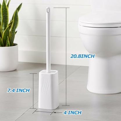 FORASTO Toilet Bowl Brush and Holder Set - Toilet Scrubber Brush,Cleaning Brush,Bathroom Decor,Household Essentials,Cleaning Supplies,White