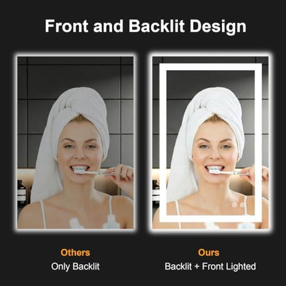 30x20 LED Bathroom Mirror with Lights, Lighted Vanity Mirror for Wall