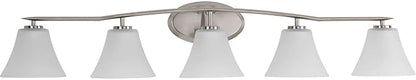 Progress Lighting P2016-20W Bravo Collection Etched Glass Modern Bath Vanity Light, 5-Light, Antique Bronze