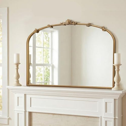 Besdomus Large Vintage Gold Mirror: 40"x29" Antique Vintage Arched Mirror
