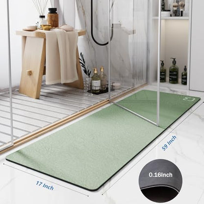Extra Long Bathroom Runner Large Stone Bath Mats for Bathroom,17"x59"Sage