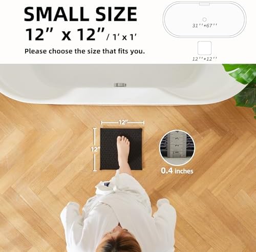 TYUU Black Small Bathroom Rugs, Non Slip Washable Bath Rugs Super Absorbent Bathroom Rug Thin Quick Dry Low Pile Bath Mats, Black 12''x12''