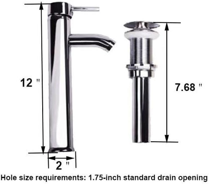 wonline Modern Bathroom Oval Glass Vessel Sink Bowl with Chrome Faucet and Pop-up Drain Combo