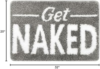 Get Naked Bathroom Rugs - Funny Bath Mats for Bathroom Non Slip Cute Carpet for Floor Decor Water Absorbent Bath Rugs for Sink Bathtub and Shower Gray 20" x 32"