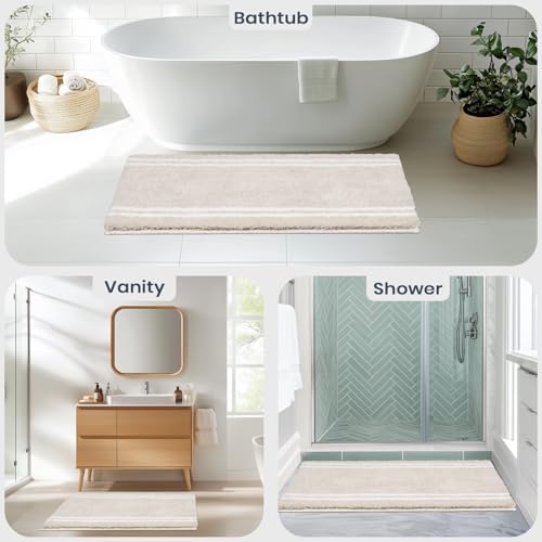 PURRUGS Bathroom Rug, Bath Mat, 20" x 30", Beige